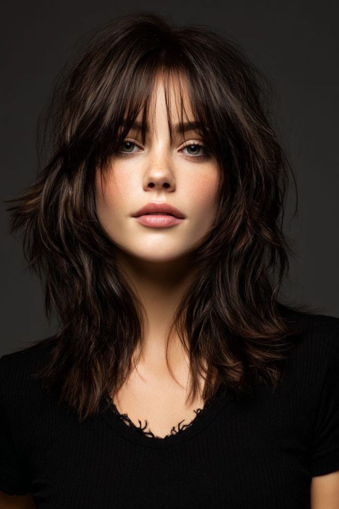 Erratic feathered layers lift flat strands.