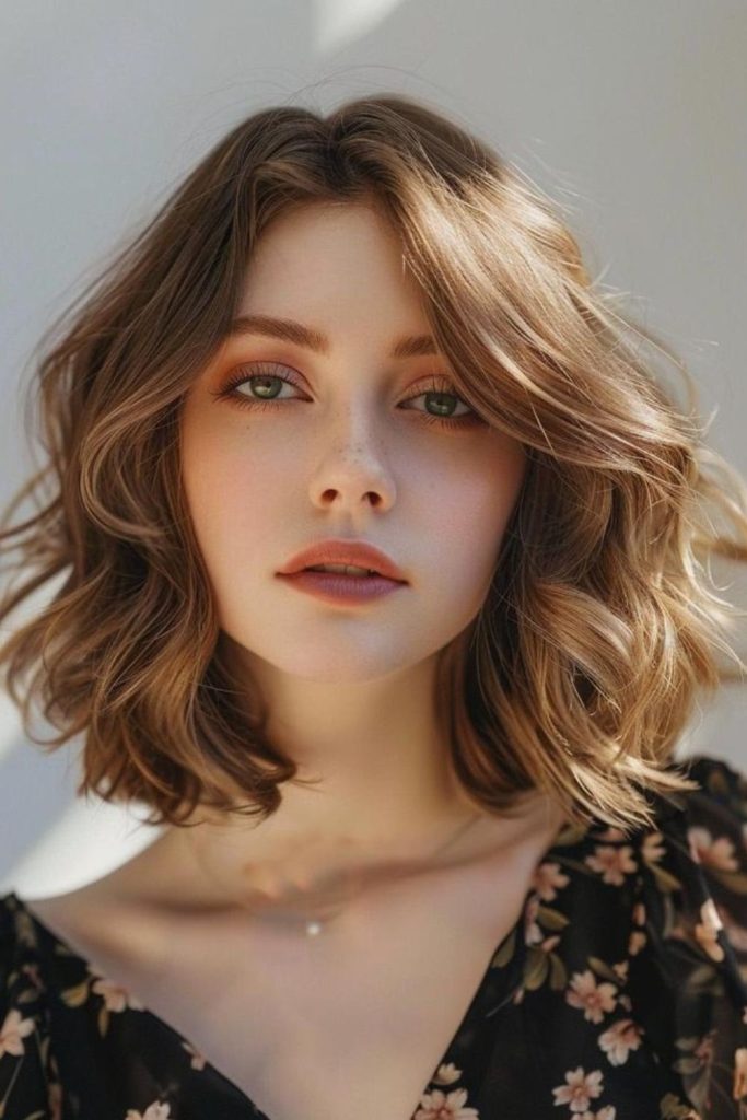 Pale orange bob with silver shimmer