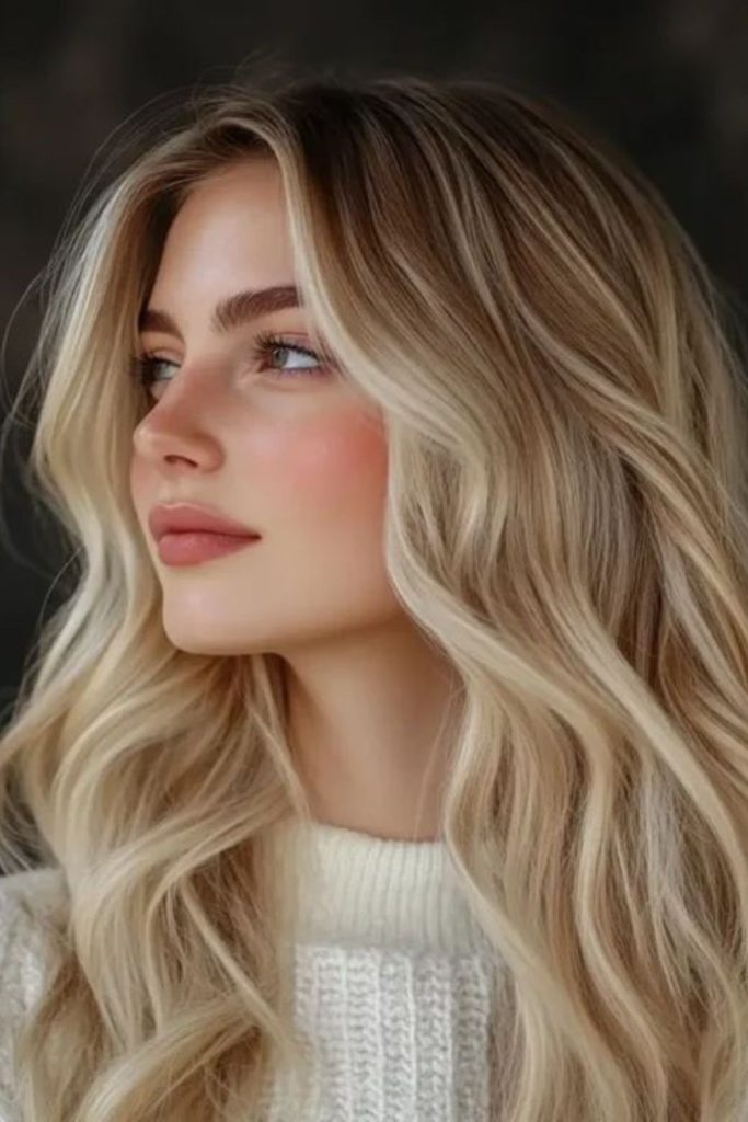 Honey threads blending frosted blonde softly