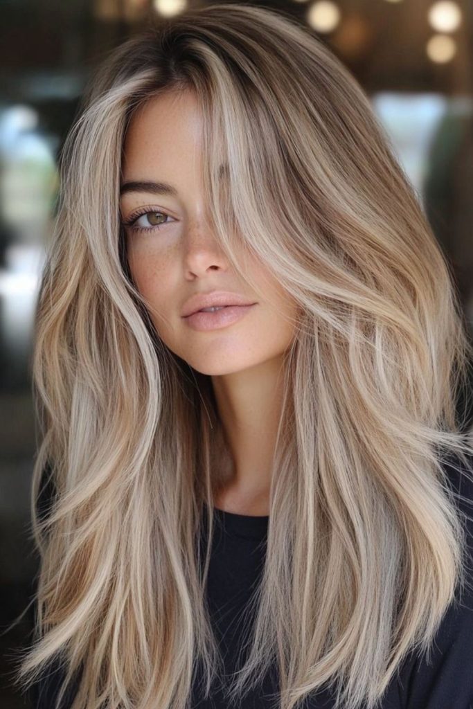 Latte strands weaving frosted flowing layers