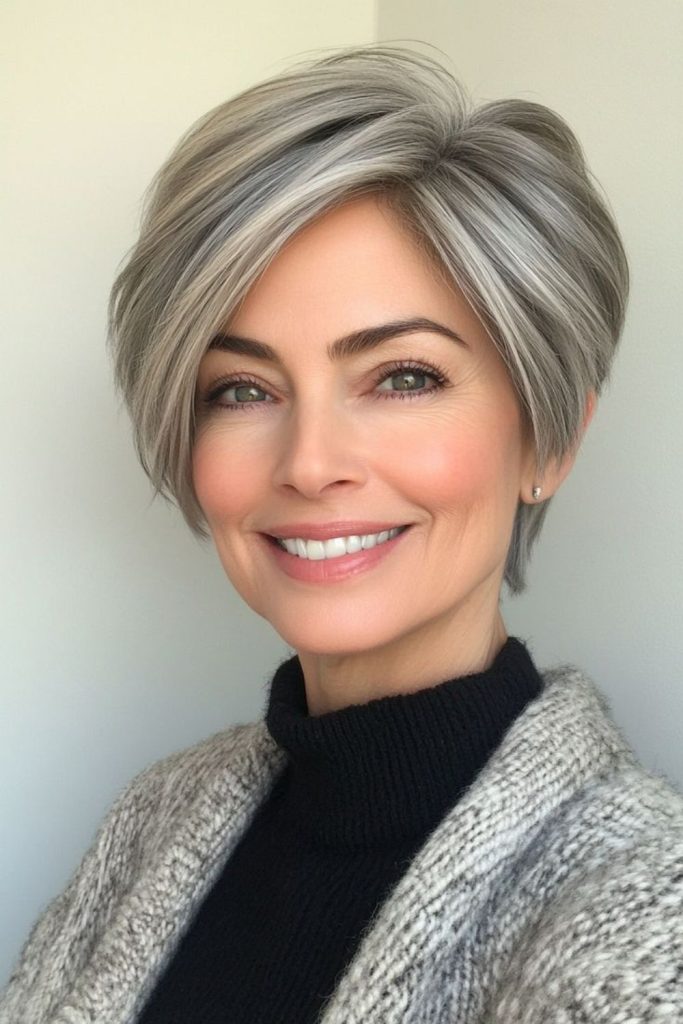 Tousled short crop with frosty layers