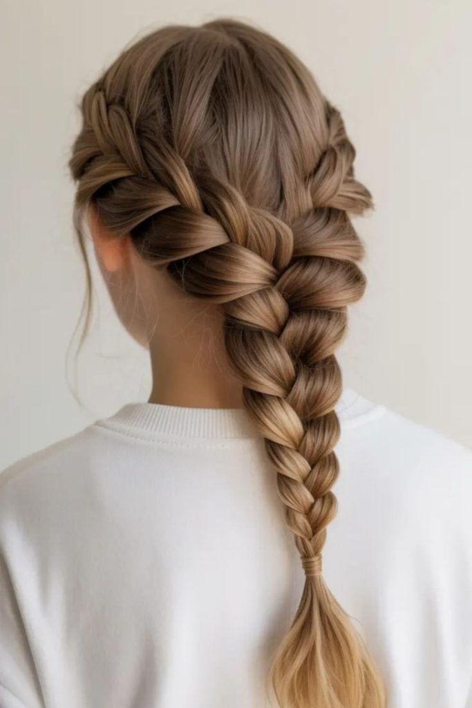 Classic French braid winter elegance