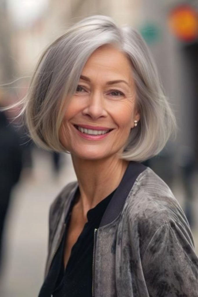 Glacier sheen bob with icy shimmer.