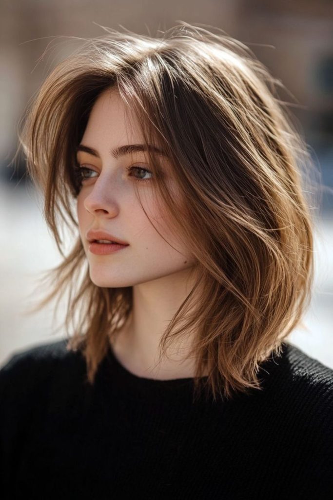 Sun-kissed lob with soft movement