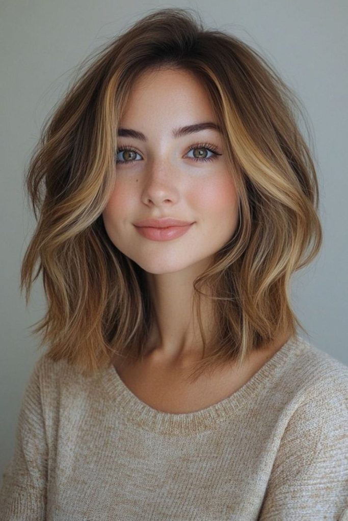 Warm golden bob with soft sparks