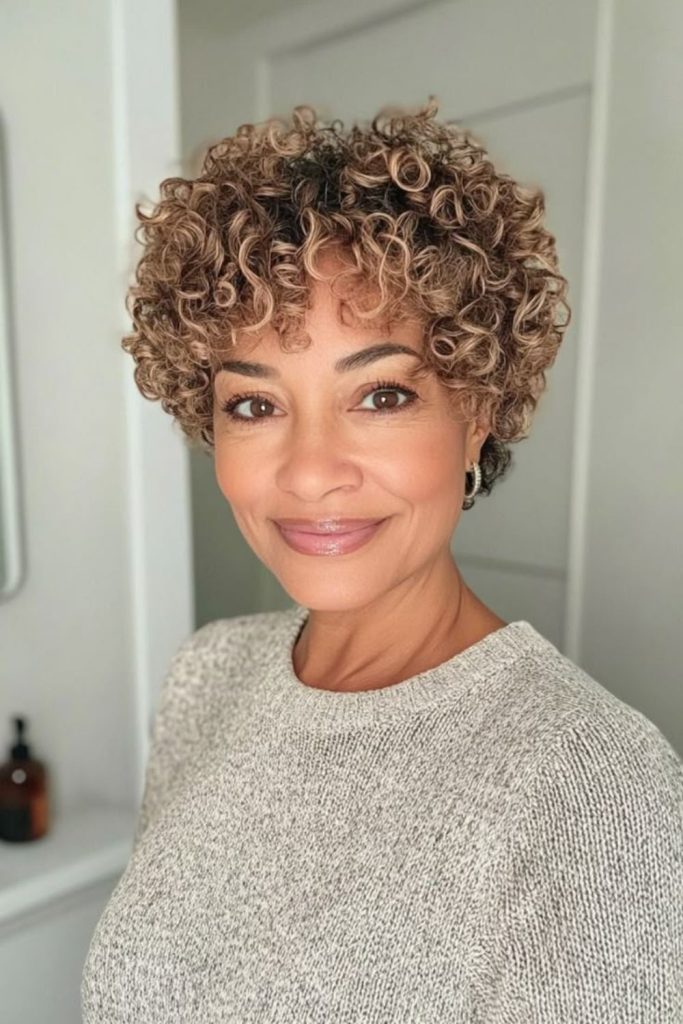 Honey-golden spirals with voluminous crown.