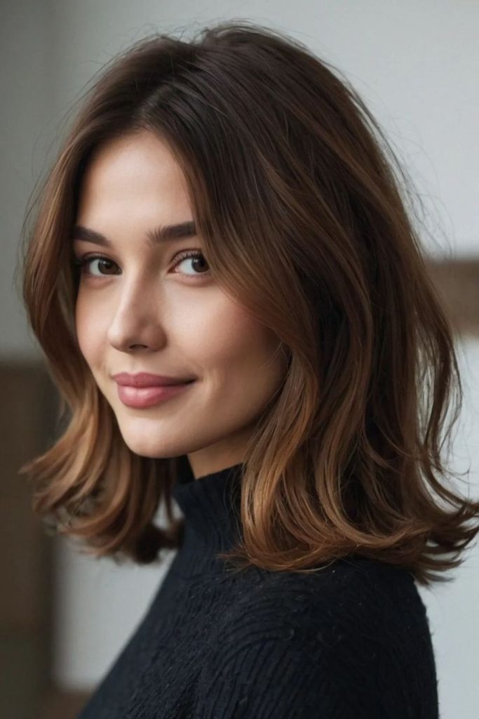 Golden sunlit shimmery breezy lob