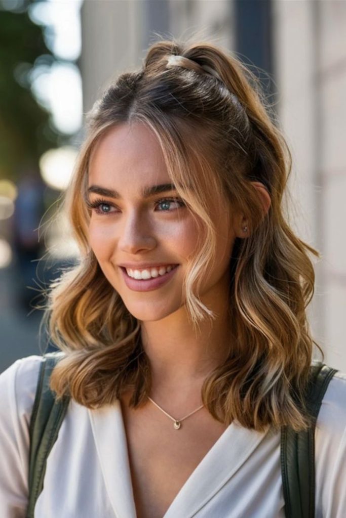 Half-up twisted locks for subtle lift