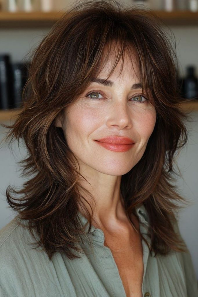 Layered chaos creates airy soft texture.