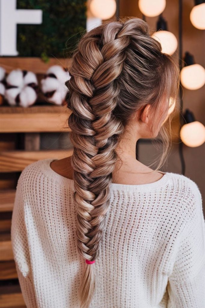 Fishtail braid rustic winter vibe