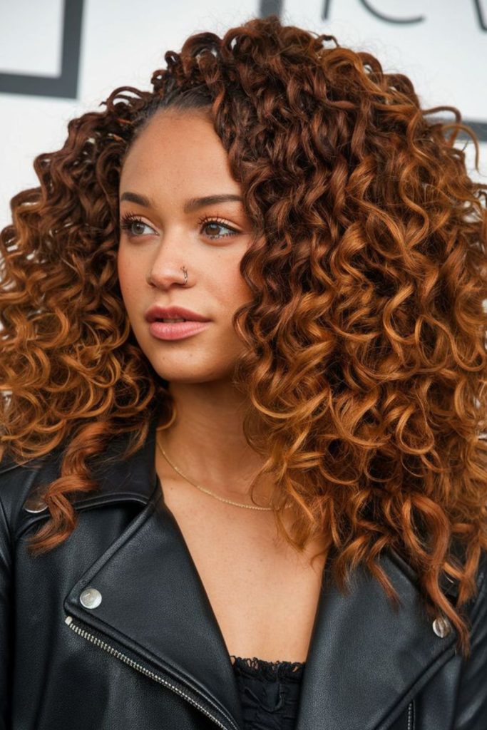 Golden spirals rippling around face