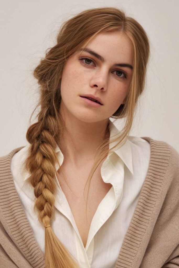 Loose relaxed winter braid style