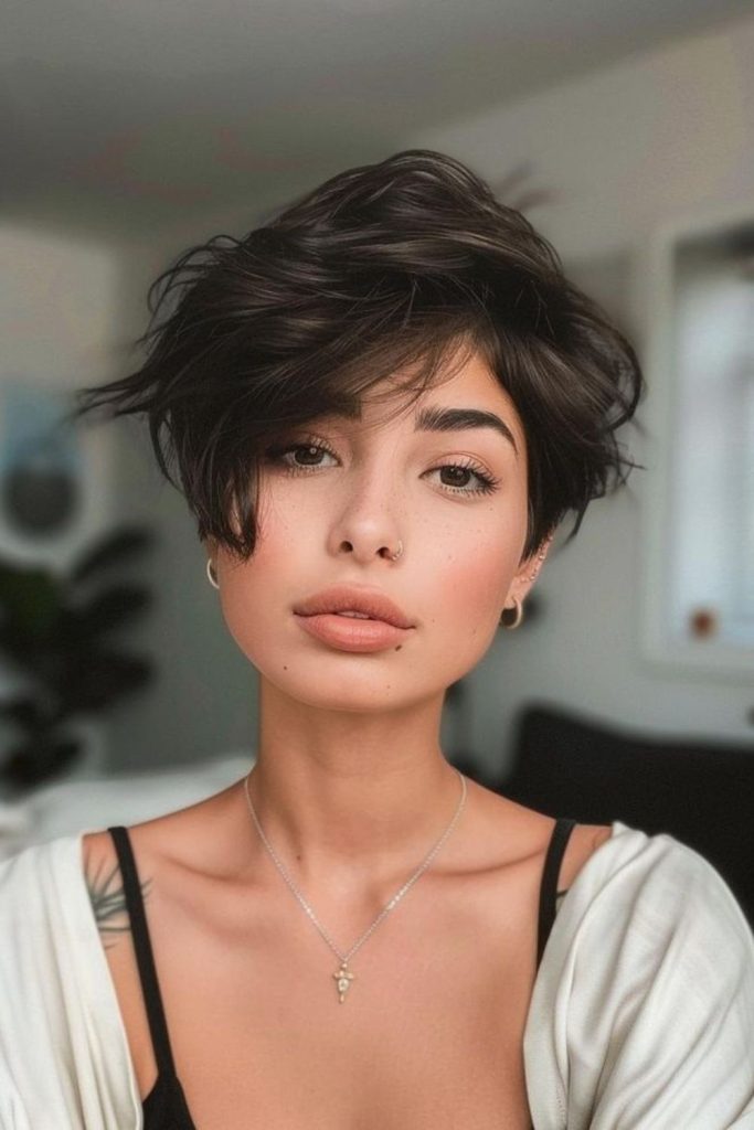 Pixie cut with uneven layers