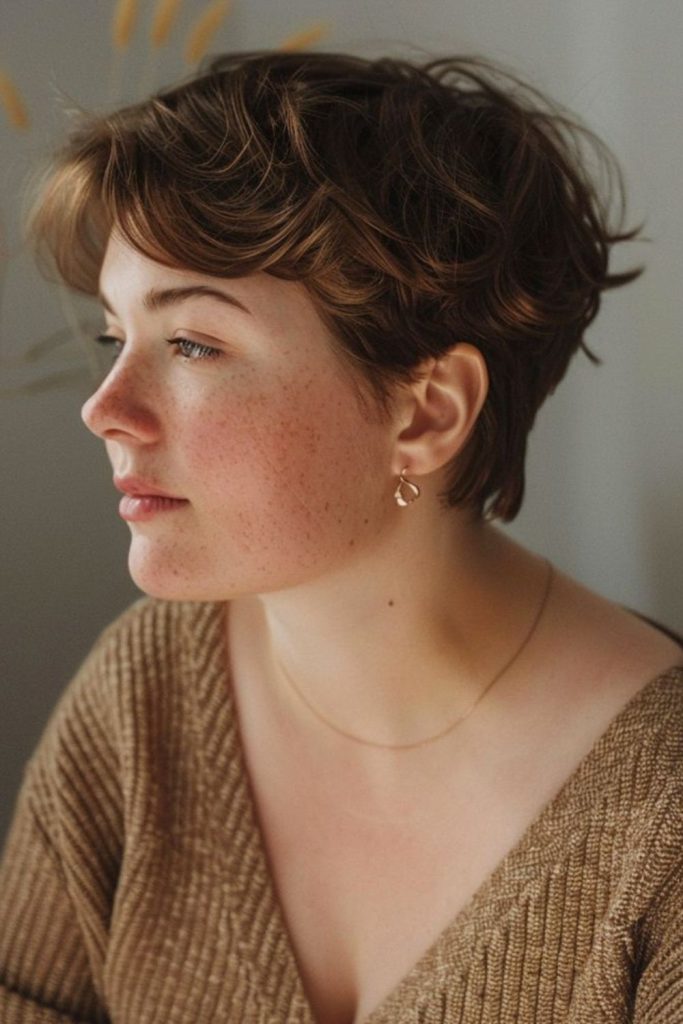 Jagged fringe pixie with flicked fringe