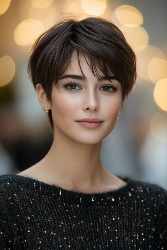 Angled layered pixie for fine hair