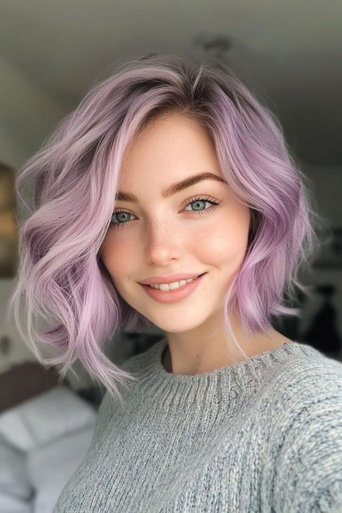 Lavender airy lob with gentle curves
