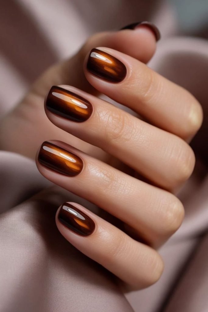 Maple melt warm glowing brown nails