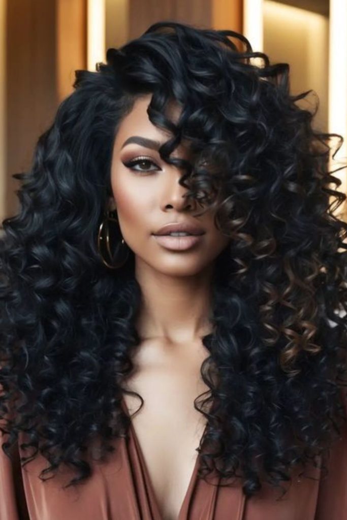 Intertwined marbled curls with texture