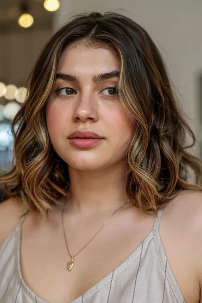 Tousled lob with casual chic style