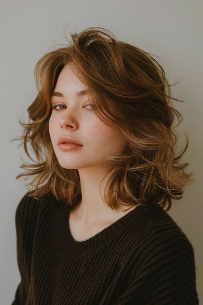 Side-swept messy lob adds casual charm