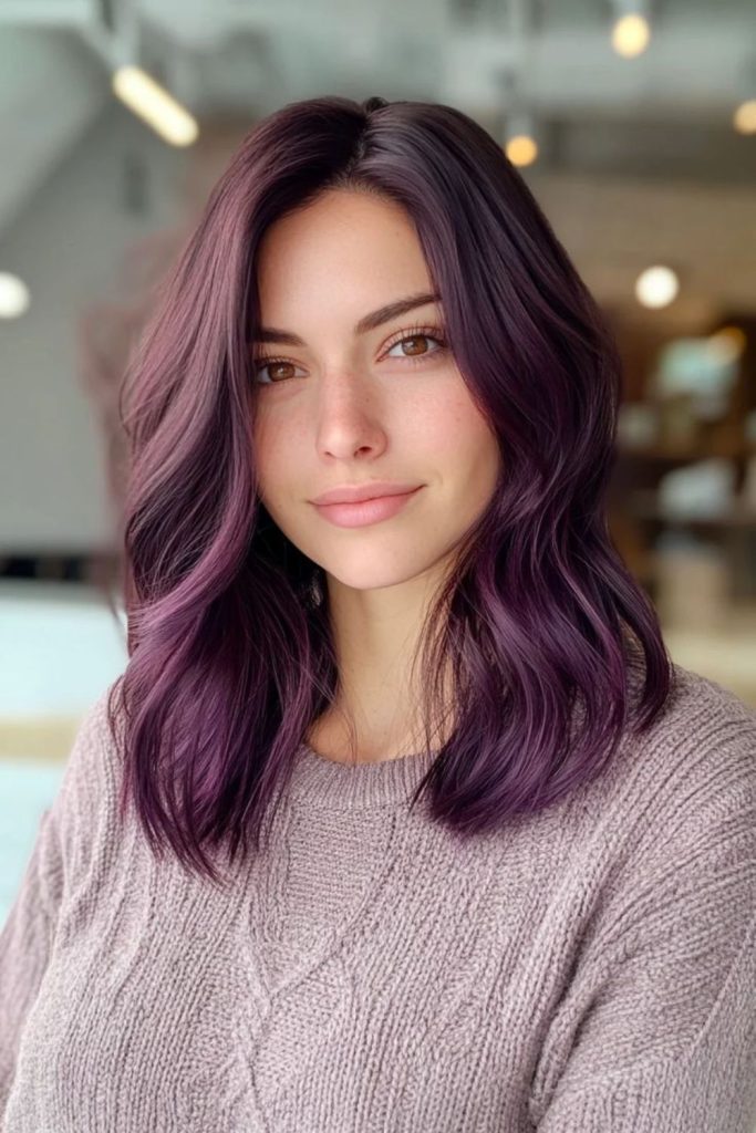 Soft purple bob with airy layers