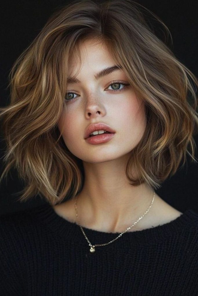 Silvery airy bob with ripple ends