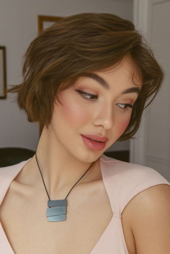 Feathered petal crop for thin hair.