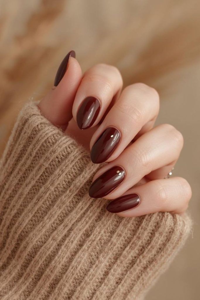 Molten cocoa brown nails with shimmer