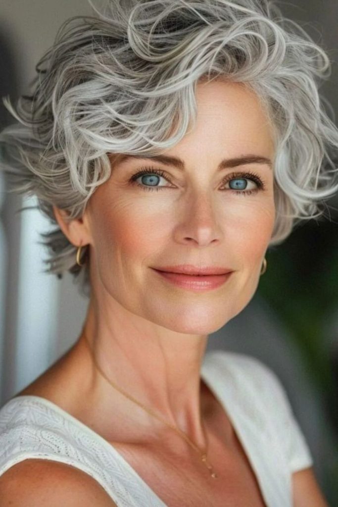 Wavy short crop under moonlight hues.