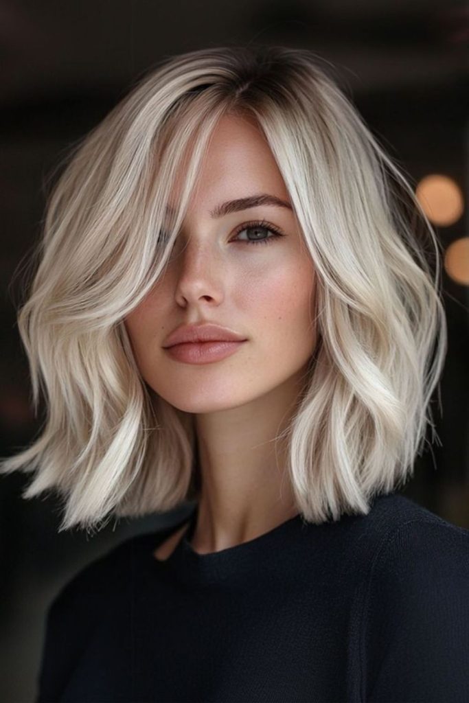 Silver lob with ethereal flowing strands