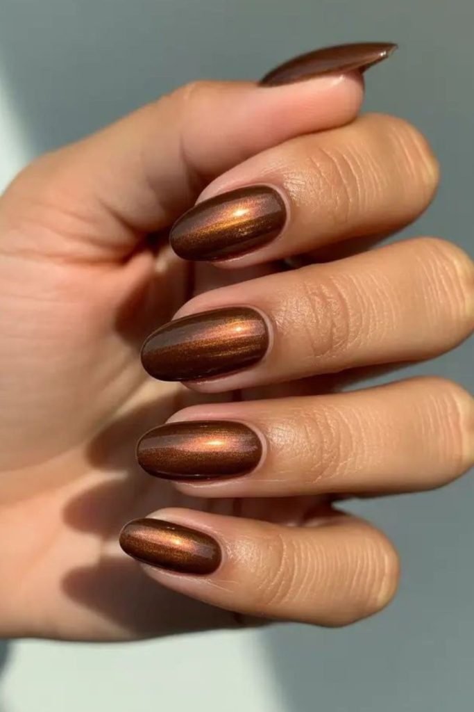 Muddy bronze bold metallic brown nails