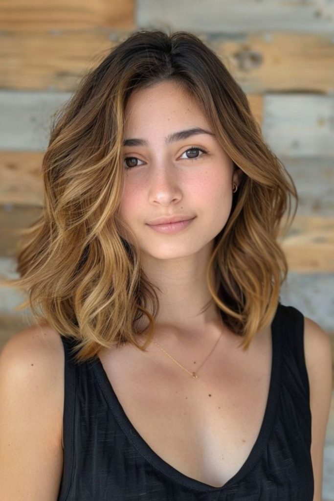 Wispy shoulder-length hair with movement