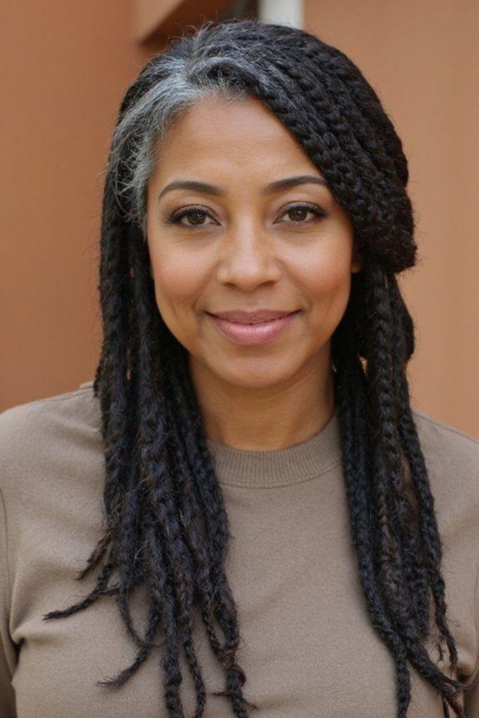 Black spiraled locs with subtle shine