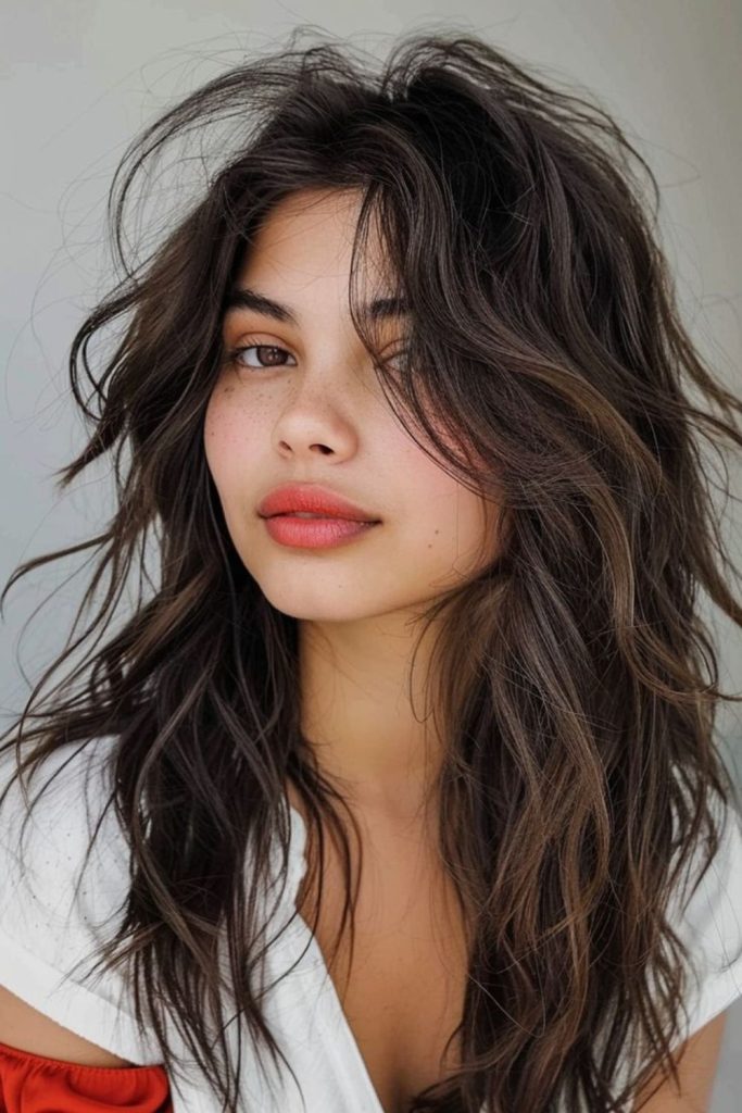 Layered chaos produces effortless airy style.