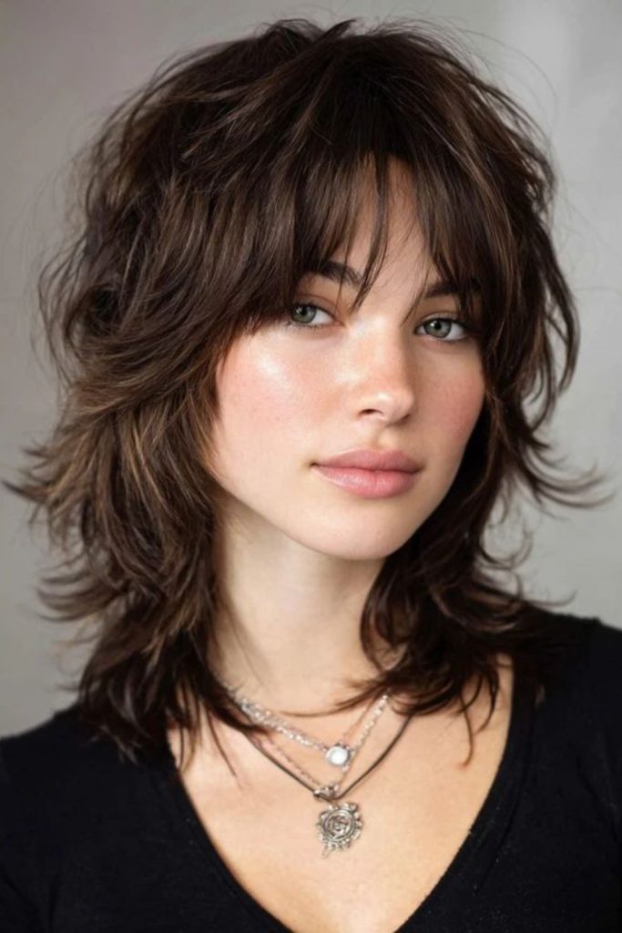 Shag cut bringing fiery bold volume.