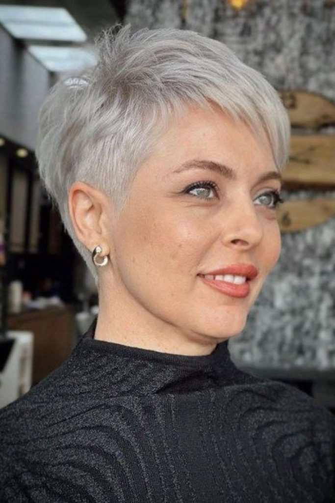 Polished sideswept pixie style.