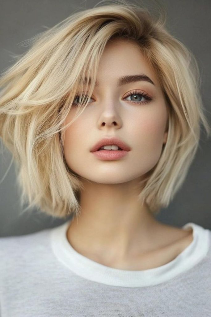 Cool frosted bob elongating silhouette.