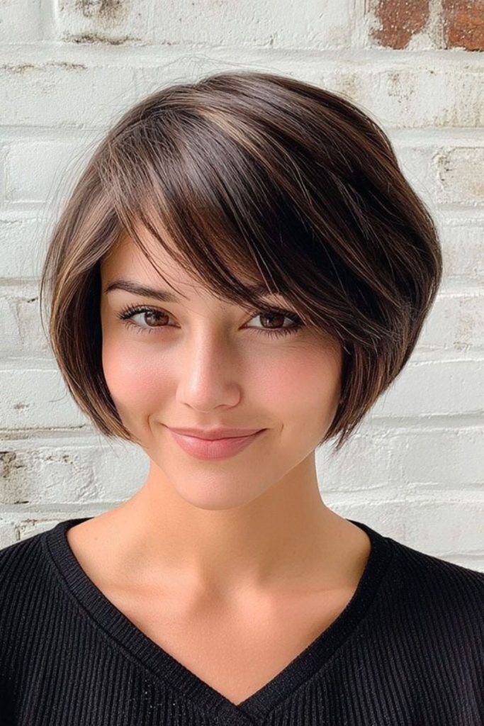 Bob with side-swept textured fringe