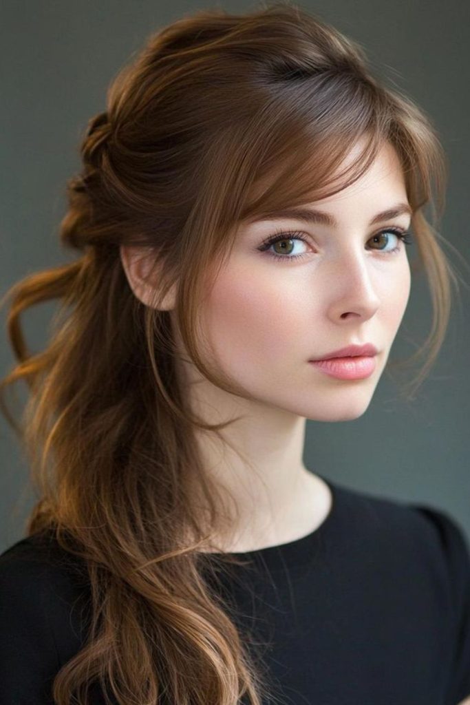 Long wispy strands swept gently sideways