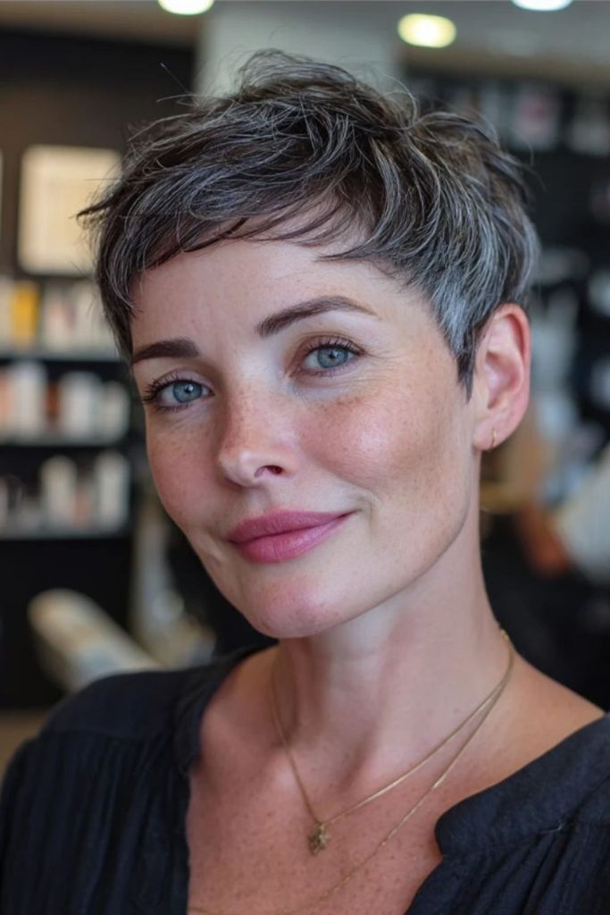 Choppy short crop with feathery layers