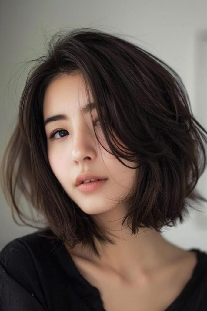 Dark smoky bob with soft layers