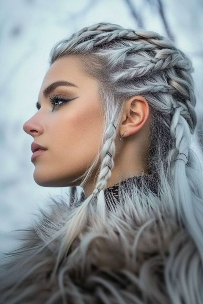 Micro braids scattered frosty texture