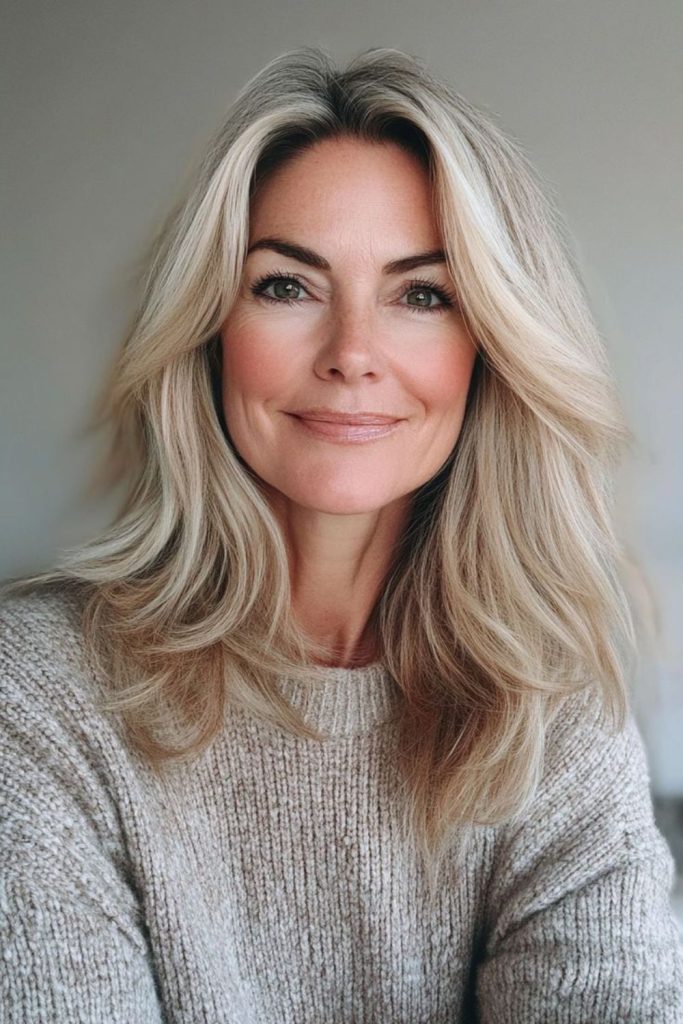 Soft golden balayage blend hairstyle.