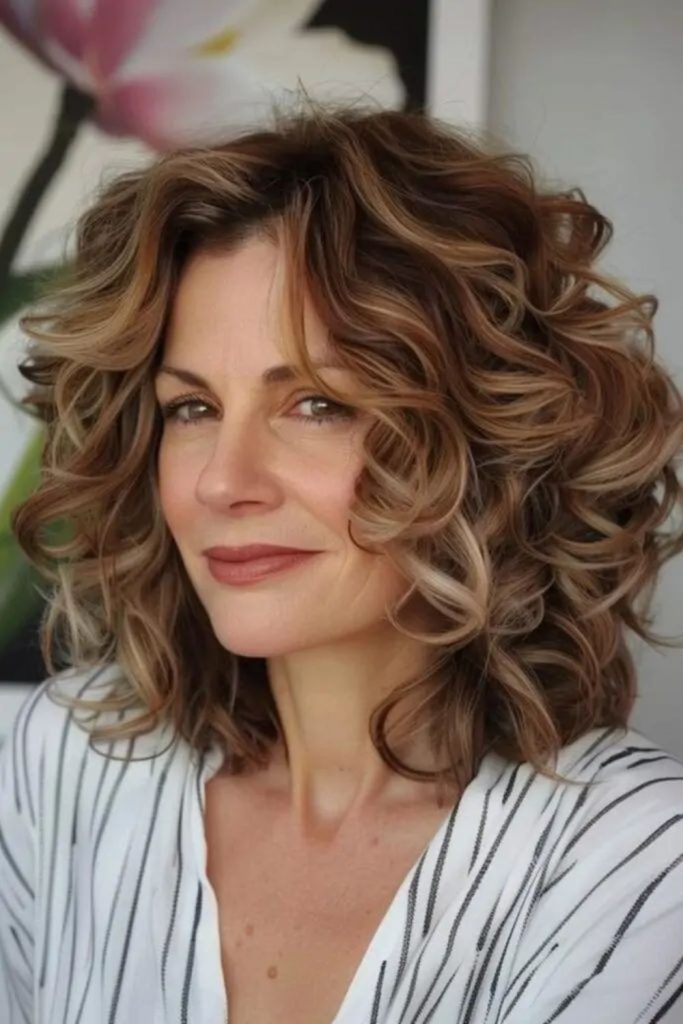 Soft mocha curls with radiant volume.