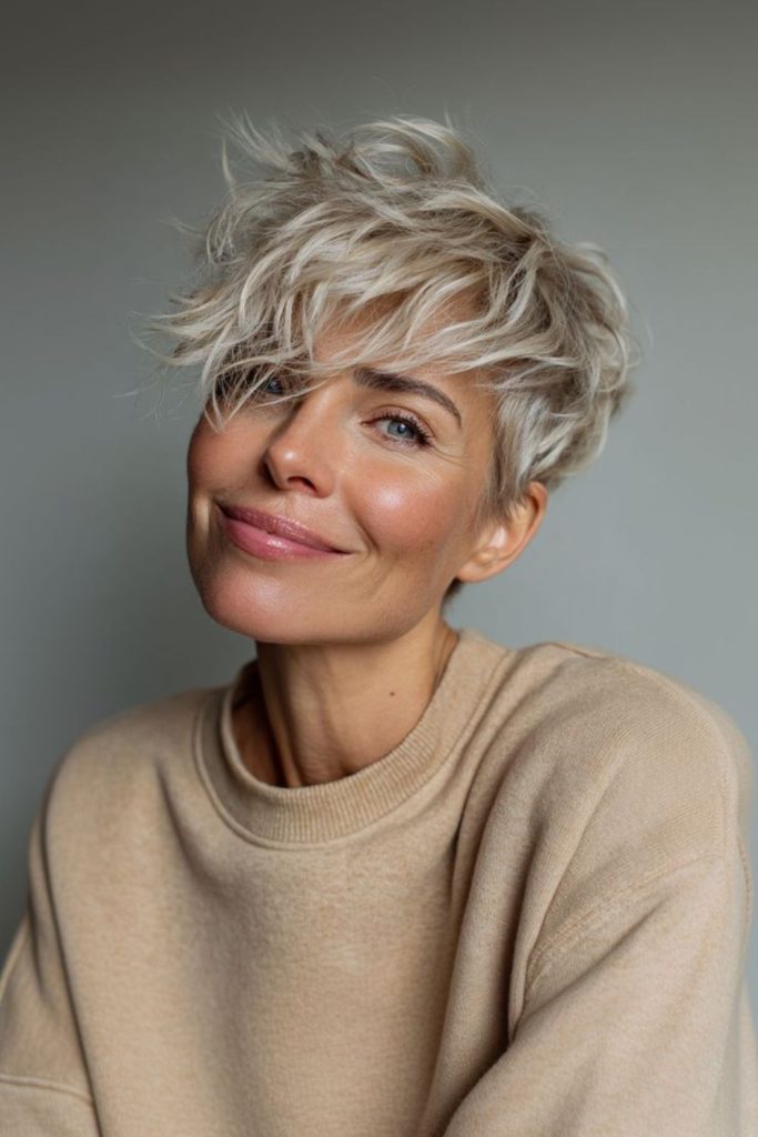 Soft wavy pixie with texture.