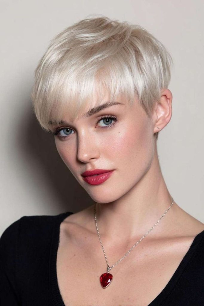 Light draped fringe pixie with softness.