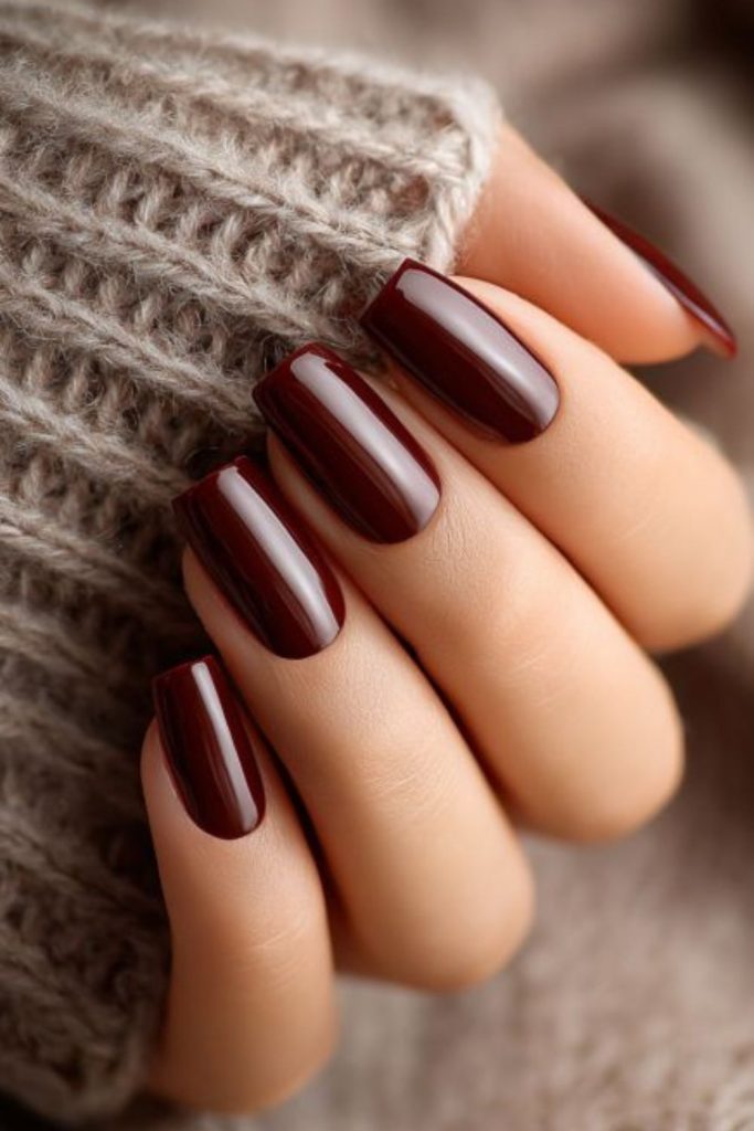 Sugar date smooth satin brown nails