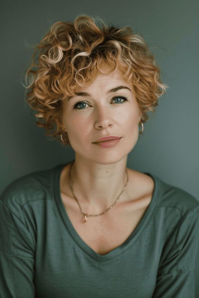 Honey-toned curls catching natural sunlight.