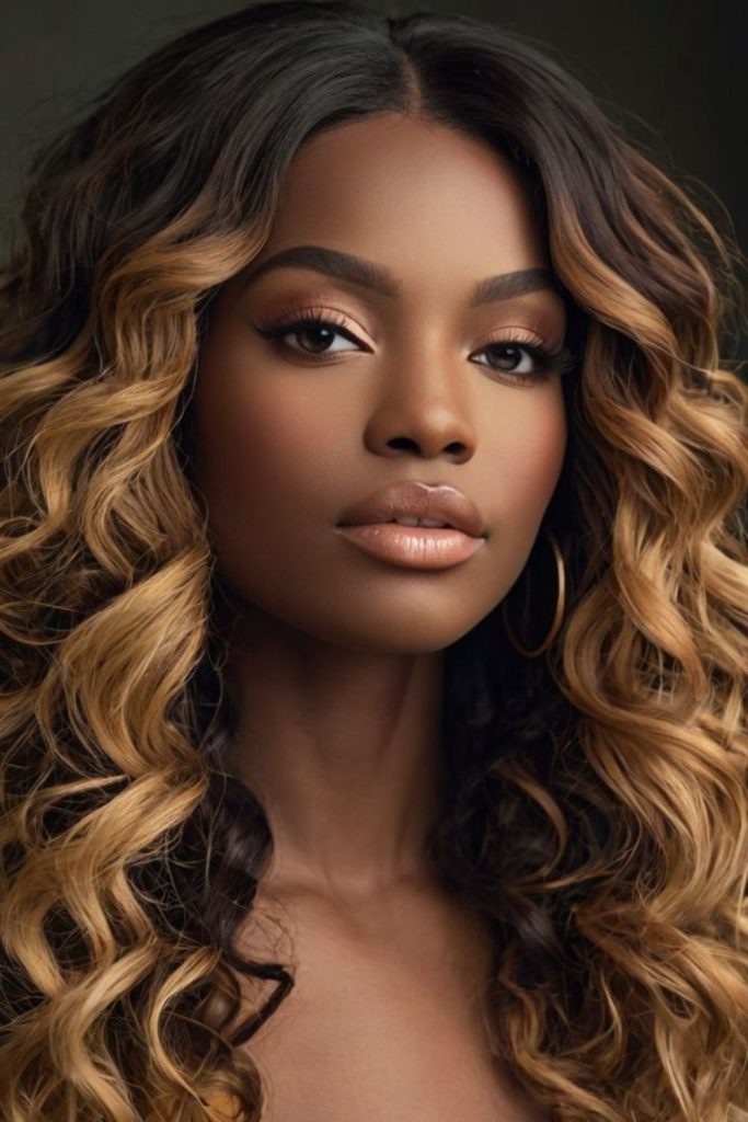 Warm curls framing face halo