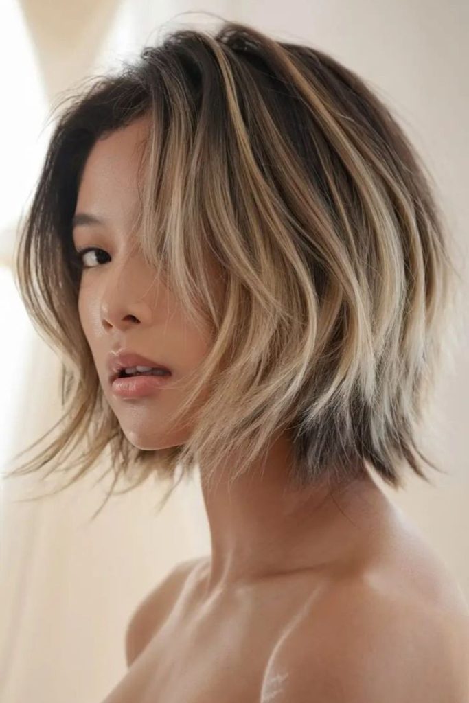 Textured razor bob with edgy movement